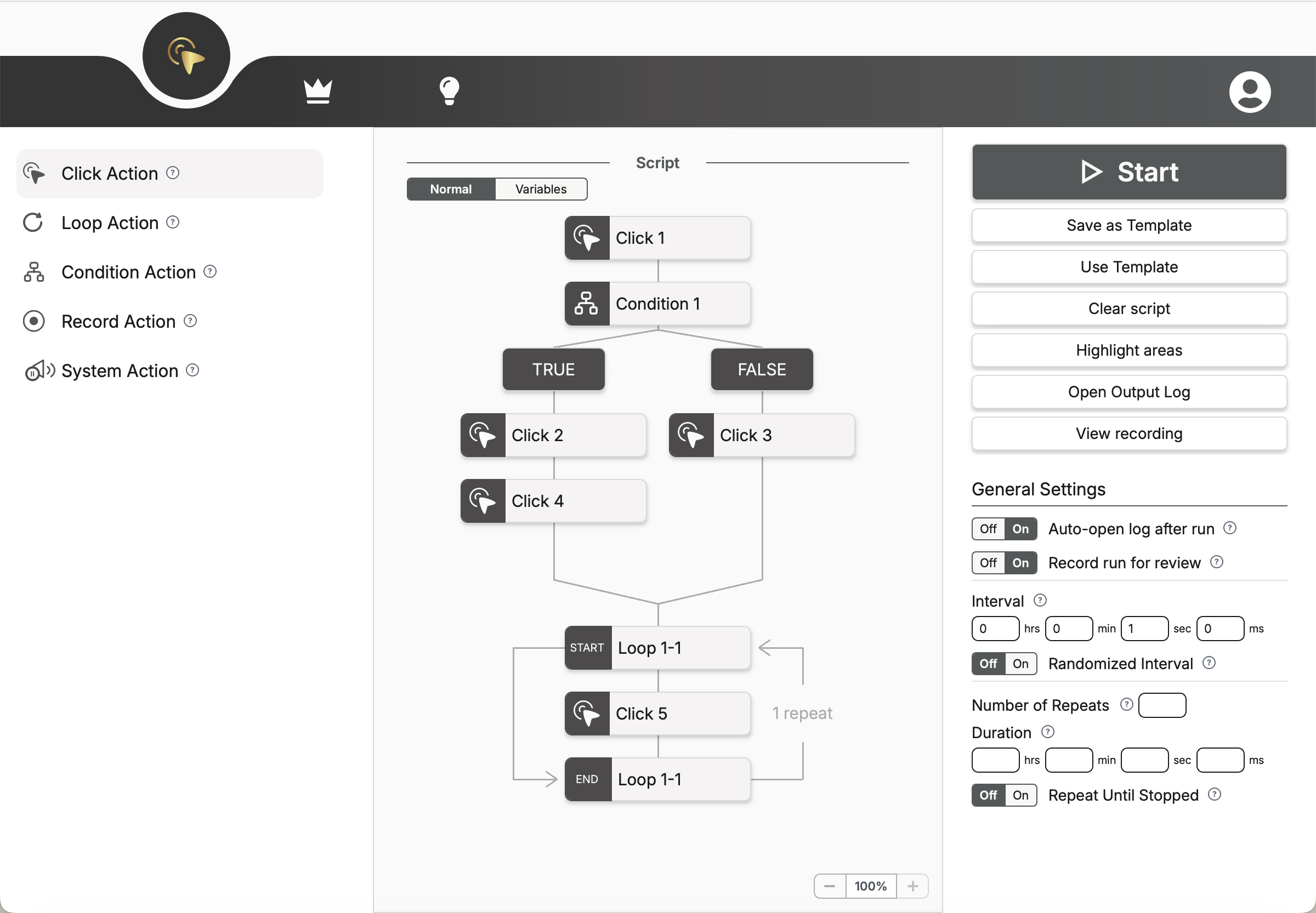 Screenshot der Clicklore-App