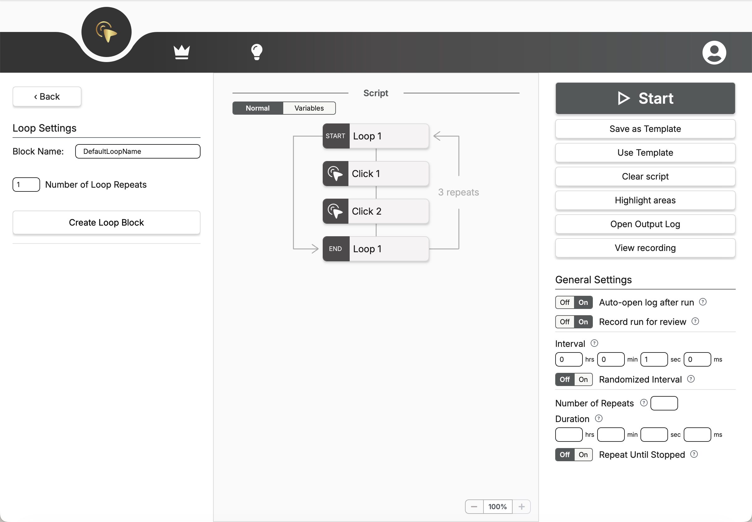 Screenshot der Clicklore-App